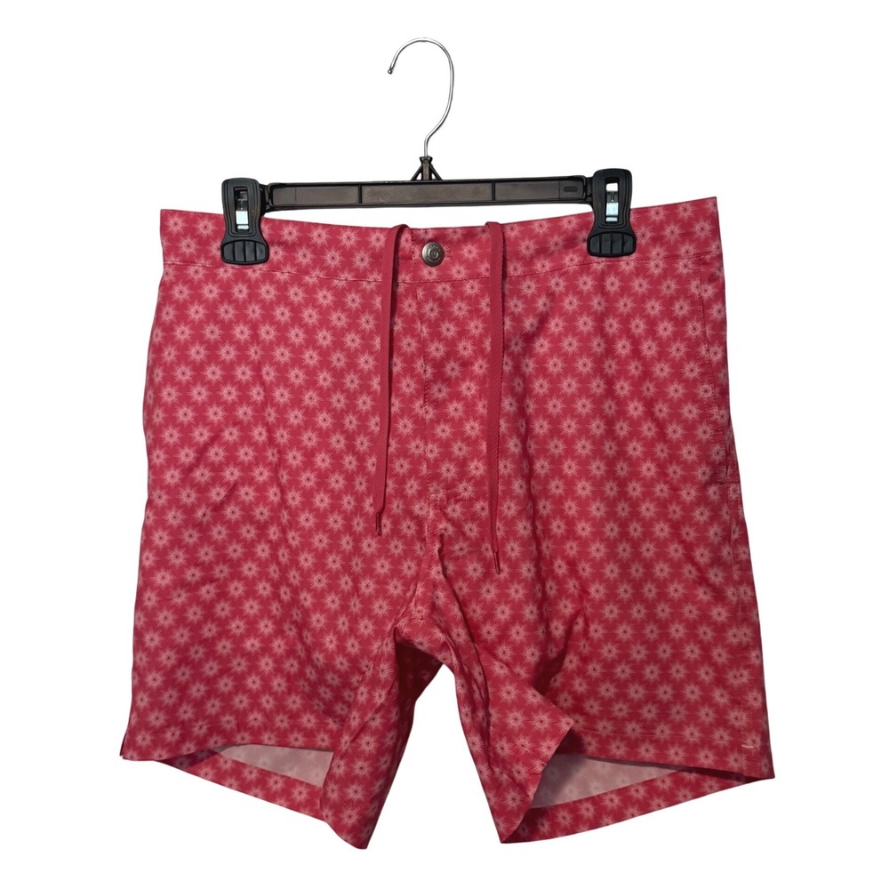 Peter Millar Crown Crafted Swim Trunks Mens Medium Pink Starburst Fiji Beach